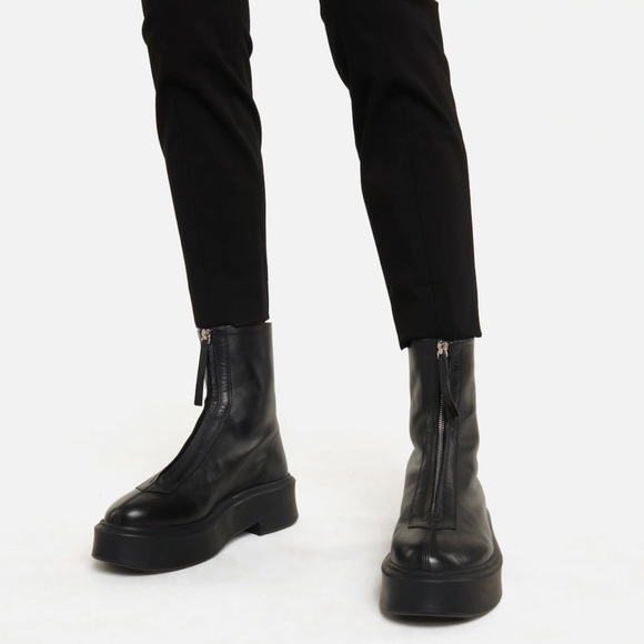 The Row Zipped Boots in Black Leather - Picture 3 of 8